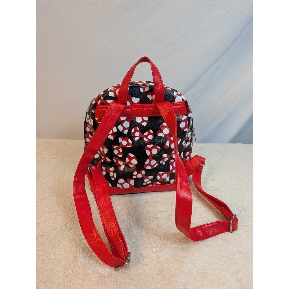 Disney Parks Authentic Mini Backpack Black Red White Polka Dot Bows - Picture 3 of 10